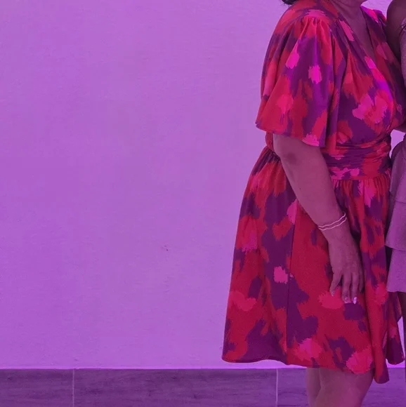 Pink and Purple Summer Dress Flutter Sleeve Sundress - Picture 4 of 4